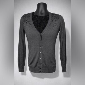 Merona Gray Beaded Button Cardigan Size XS